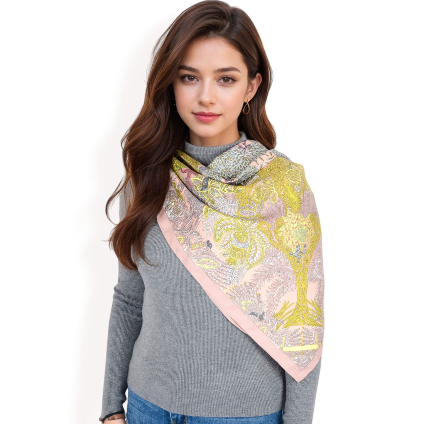 Anna-Kaci Women's Floral Pattern Square Scarf with Vibrant Prints and Elegant Square Design