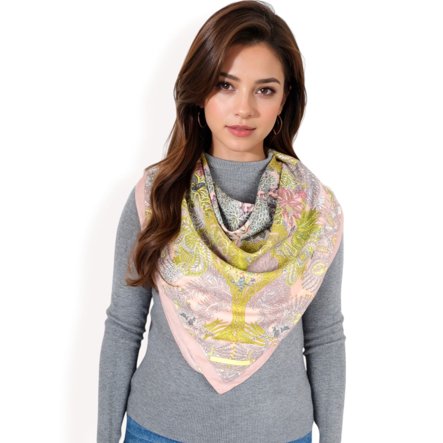 Anna-Kaci Women's Floral Pattern Square Scarf with Vibrant Prints and Elegant Square Design