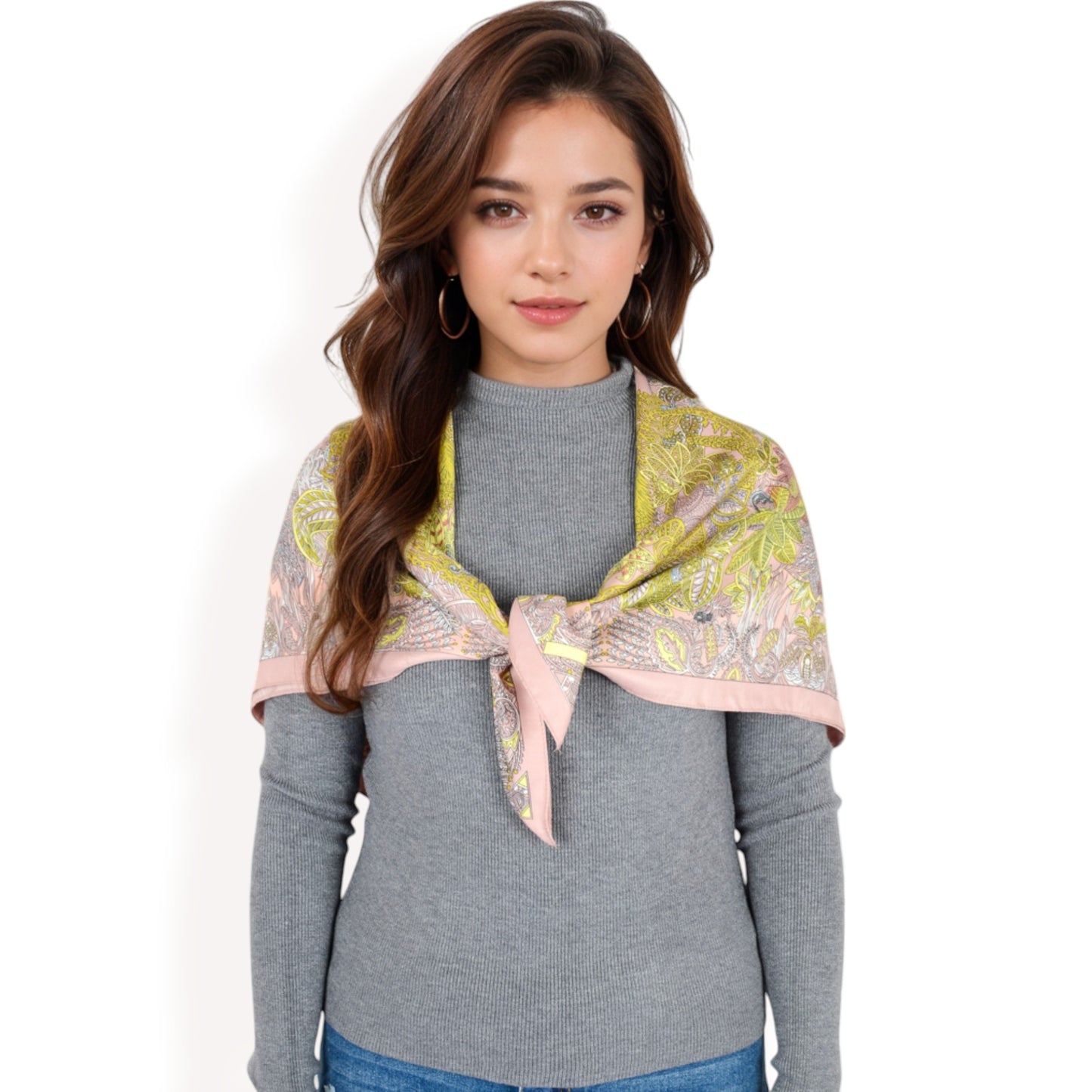 Anna-Kaci Women's Floral Pattern Square Scarf with Vibrant Prints and Elegant Square Design