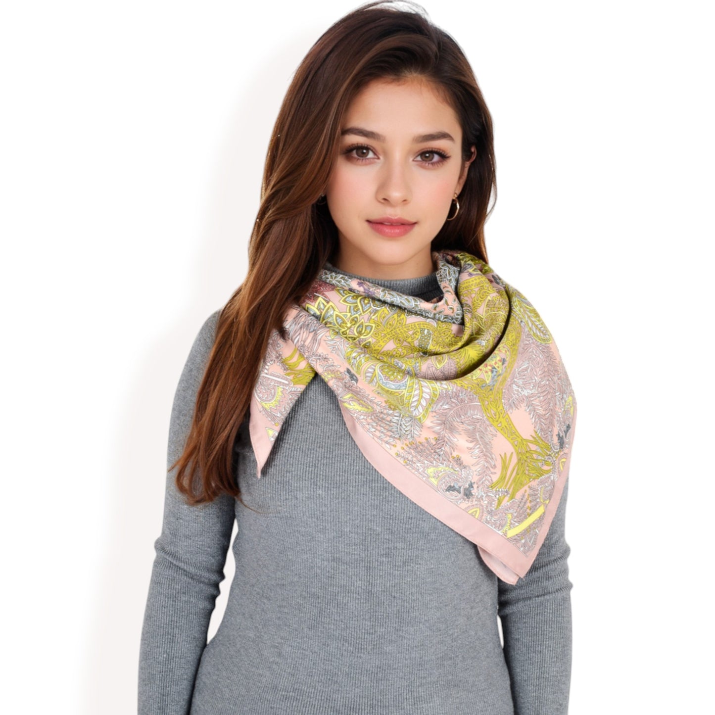 Anna-Kaci Women's Floral Pattern Square Scarf with Vibrant Prints and Elegant Square Design