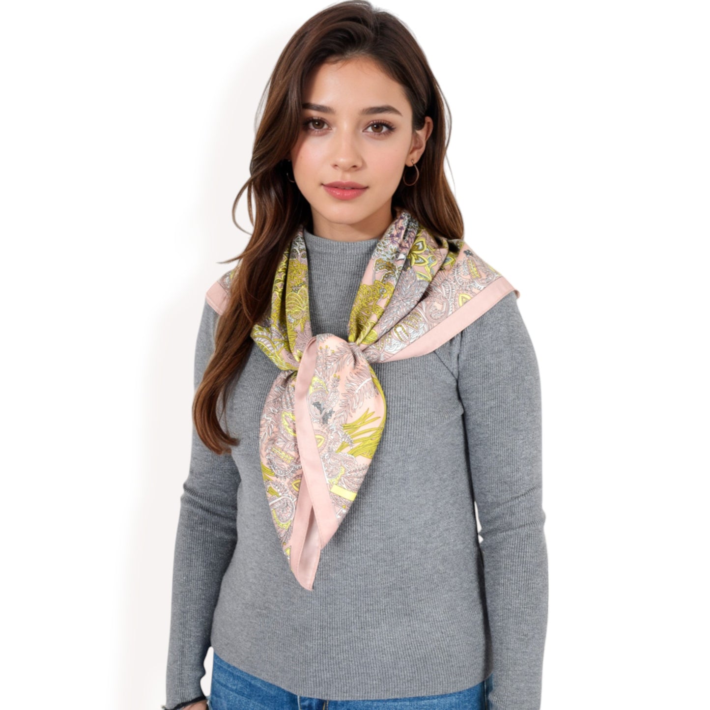 Anna-Kaci Women's Floral Pattern Square Scarf with Vibrant Prints and Elegant Square Design