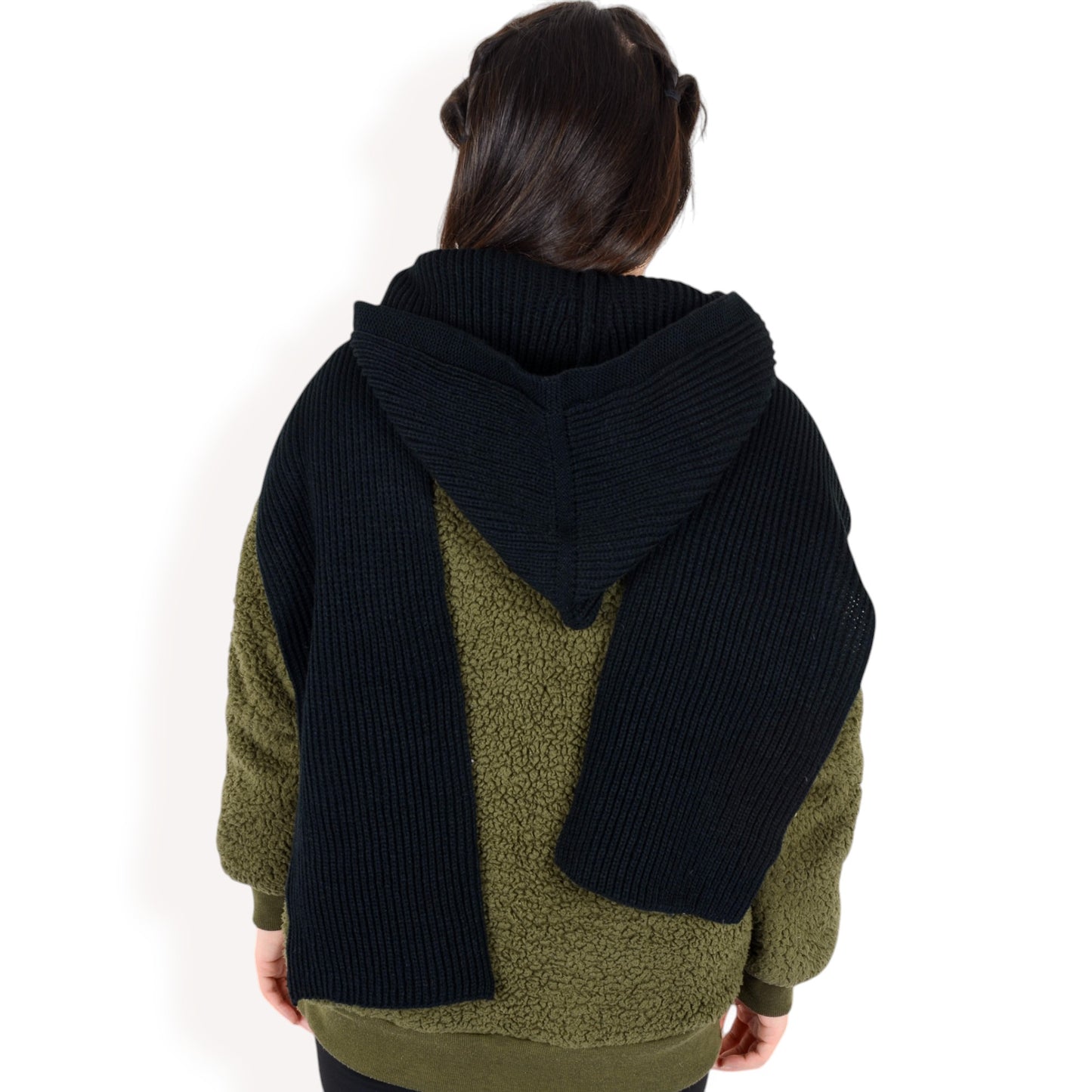Anna-Kaci Women's Knitted Hooded Scarf with Versatile Design and Warm Ribbed Texture for Stylish Comfort and Winter Protection