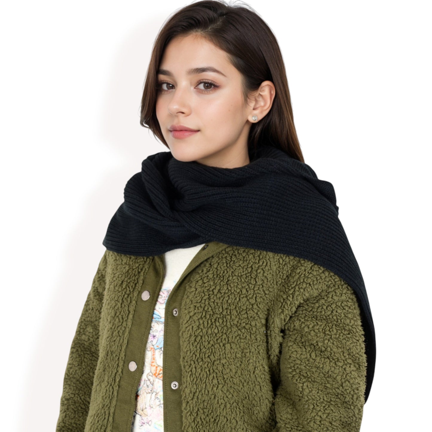Anna-Kaci Women's Knitted Hooded Scarf with Versatile Design and Warm Ribbed Texture for Stylish Comfort and Winter Protection