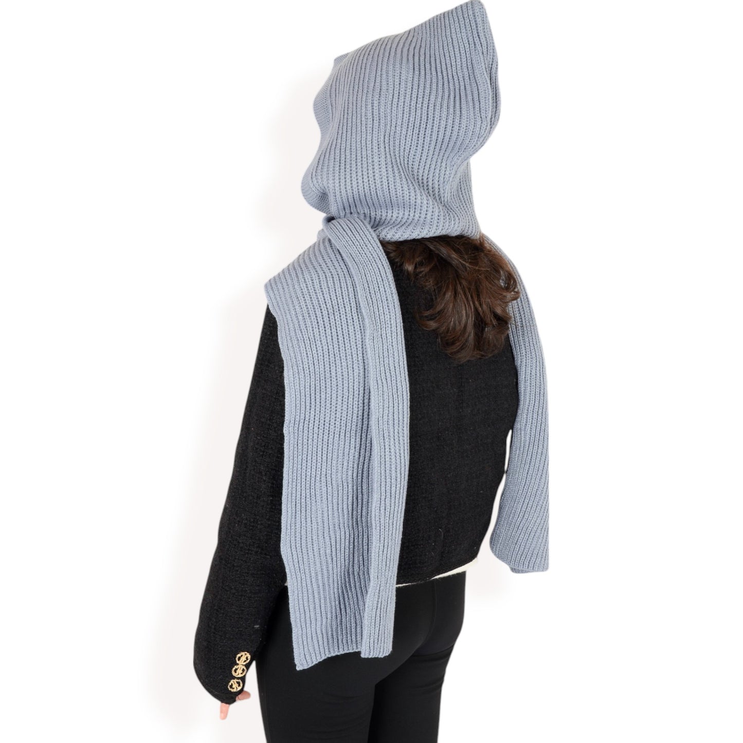 Anna-Kaci Women's Knitted Hooded Scarf with Versatile Design and Warm Ribbed Texture for Stylish Comfort and Winter Protection