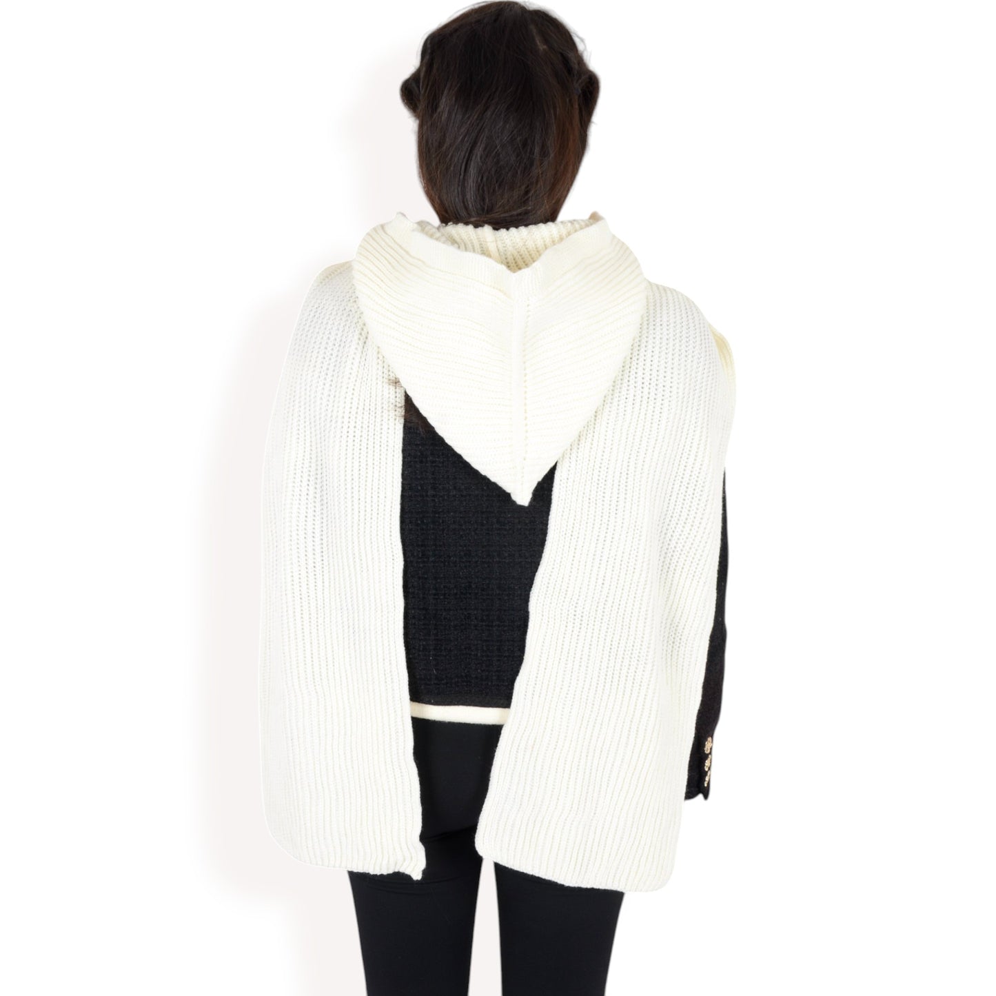 Anna-Kaci Women's Knitted Hooded Scarf with Versatile Design and Warm Ribbed Texture for Stylish Comfort and Winter Protection