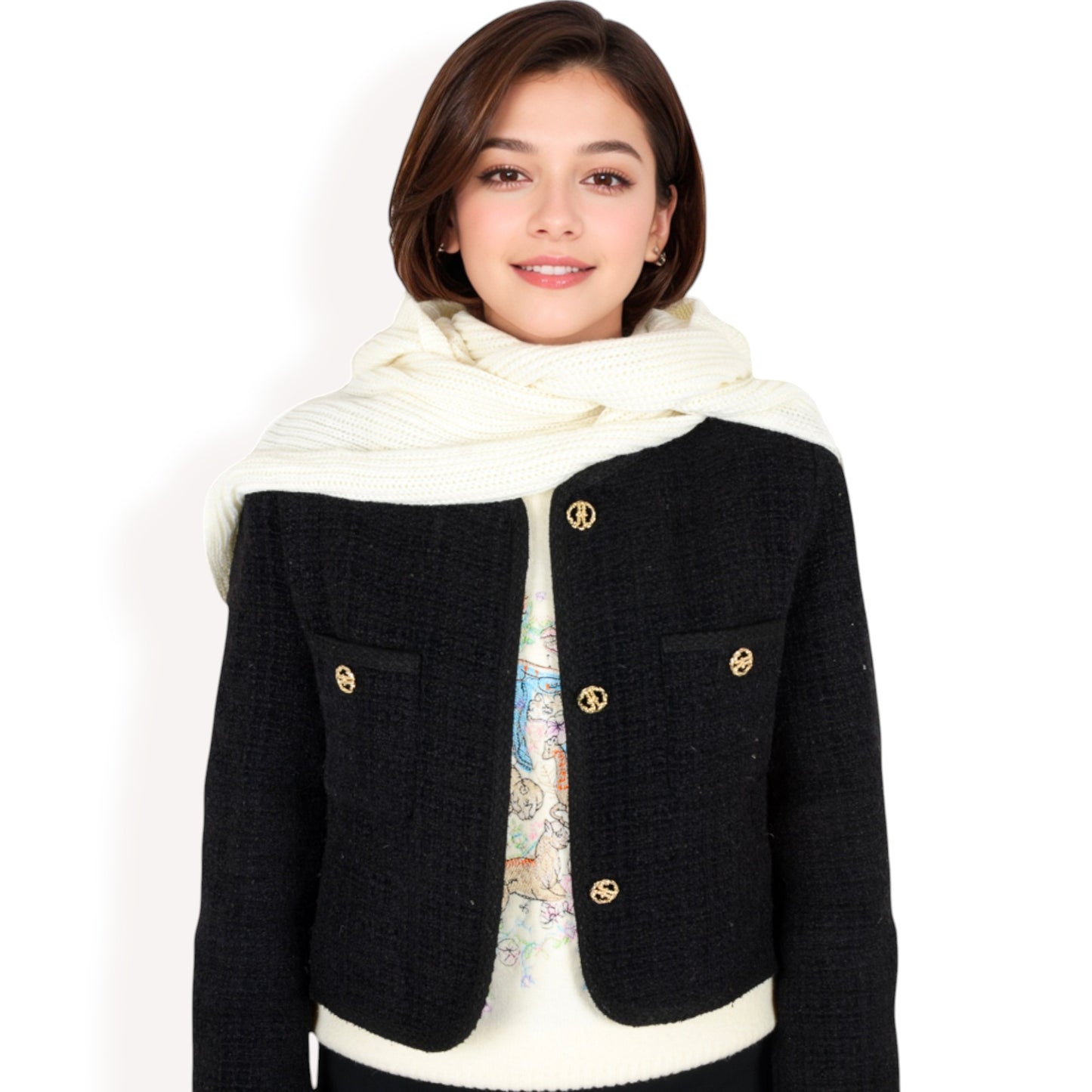 Anna-Kaci Women's Knitted Hooded Scarf with Versatile Design and Warm Ribbed Texture for Stylish Comfort and Winter Protection