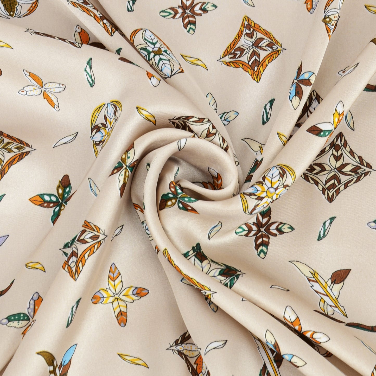 Anna-Kaci Elegant Satin Square Scarf Artistic Print Versatile Styling Accessory - 27.5IN¡Á27.5IN