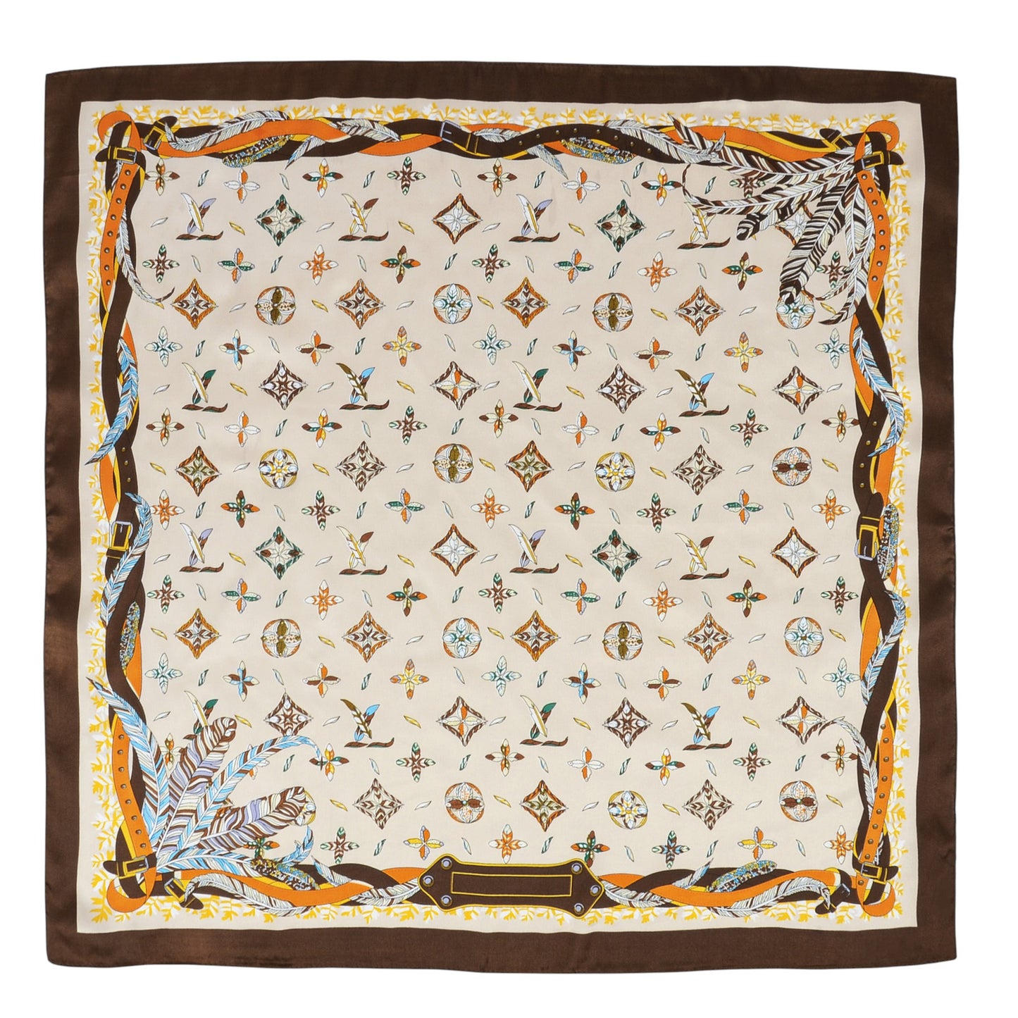 Anna-Kaci Elegant Satin Square Scarf Artistic Print Versatile Styling Accessory - 27.5IN¡Á27.5IN