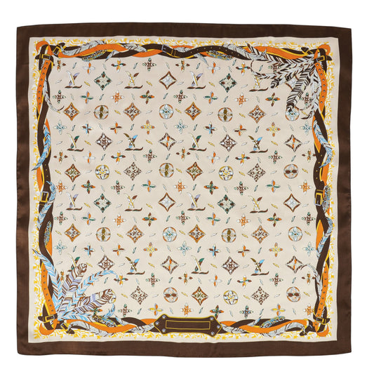 Anna-Kaci Elegant Satin Square Scarf Artistic Print Versatile Styling Accessory - 27.5IN¡Á27.5IN