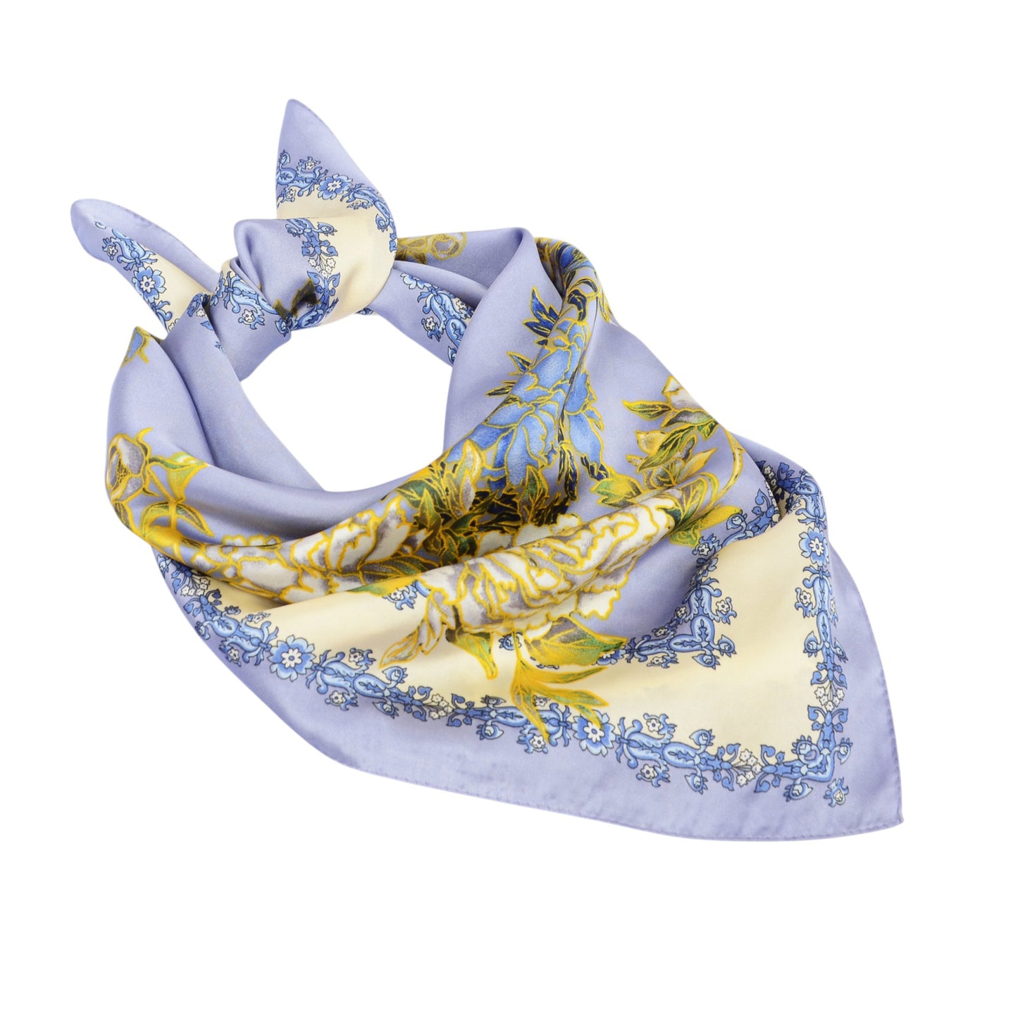 Anna-Kaci Satin Square Scarf Floral Print Versatile Styling Accessory for Headscarves and Shawls - 27.5IN¡Á27.5IN