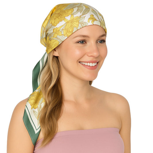 Anna-Kaci Satin Square Scarf Floral Print Versatile Styling Accessory for Headscarves and Shawls - 27.5IN¡Á27.5IN