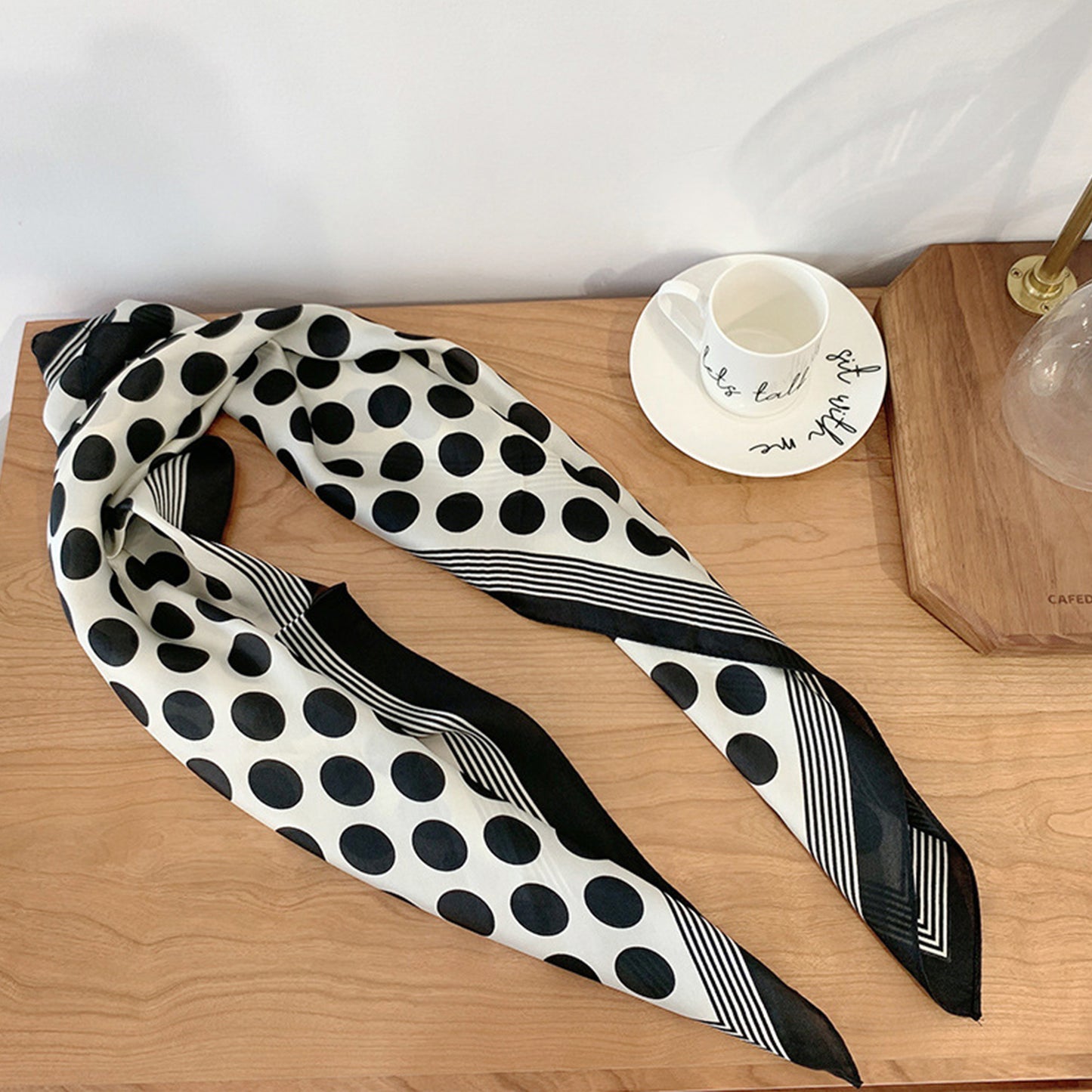 Anna-Kaci Fashion Satin Silk Scarf with Polka Dot and Floral Patterns Versatile Accessory - 27.5IN¡Á27.5IN