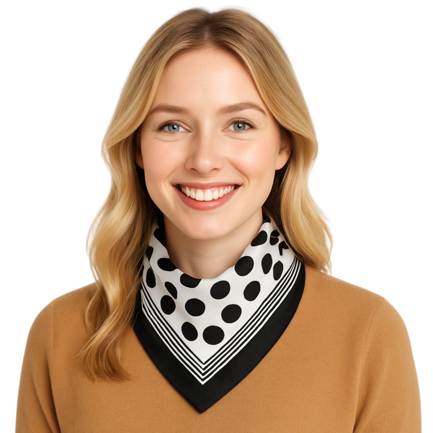 Anna-Kaci Fashion Satin Silk Scarf with Polka Dot and Floral Patterns Versatile Accessory - 27.5IN¡Á27.5IN