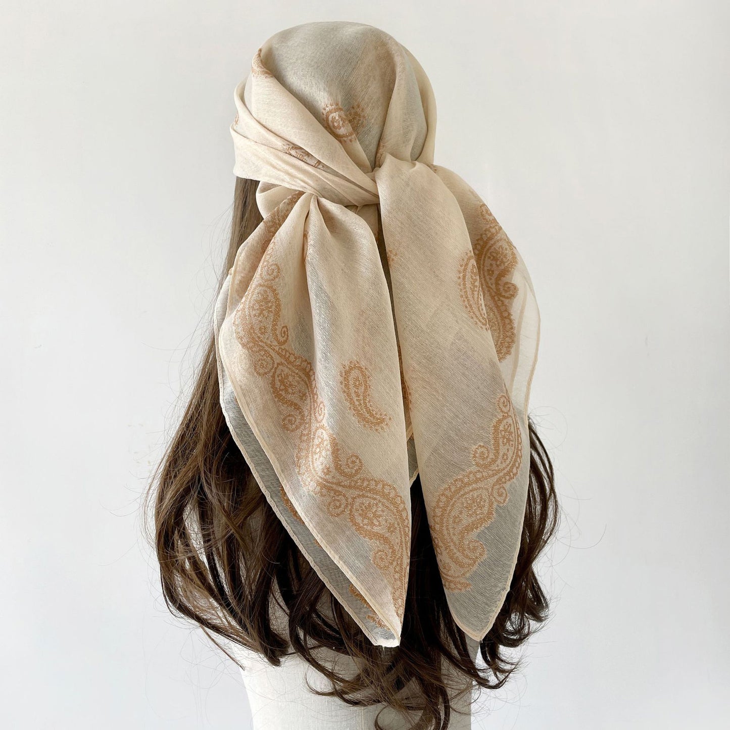 Anna-Kaci Vintage Jacquard Square Scarf Elegant Retro Floral Pattern Headscarf Shawl Wrap - 35.4IN¡Á35.4IN