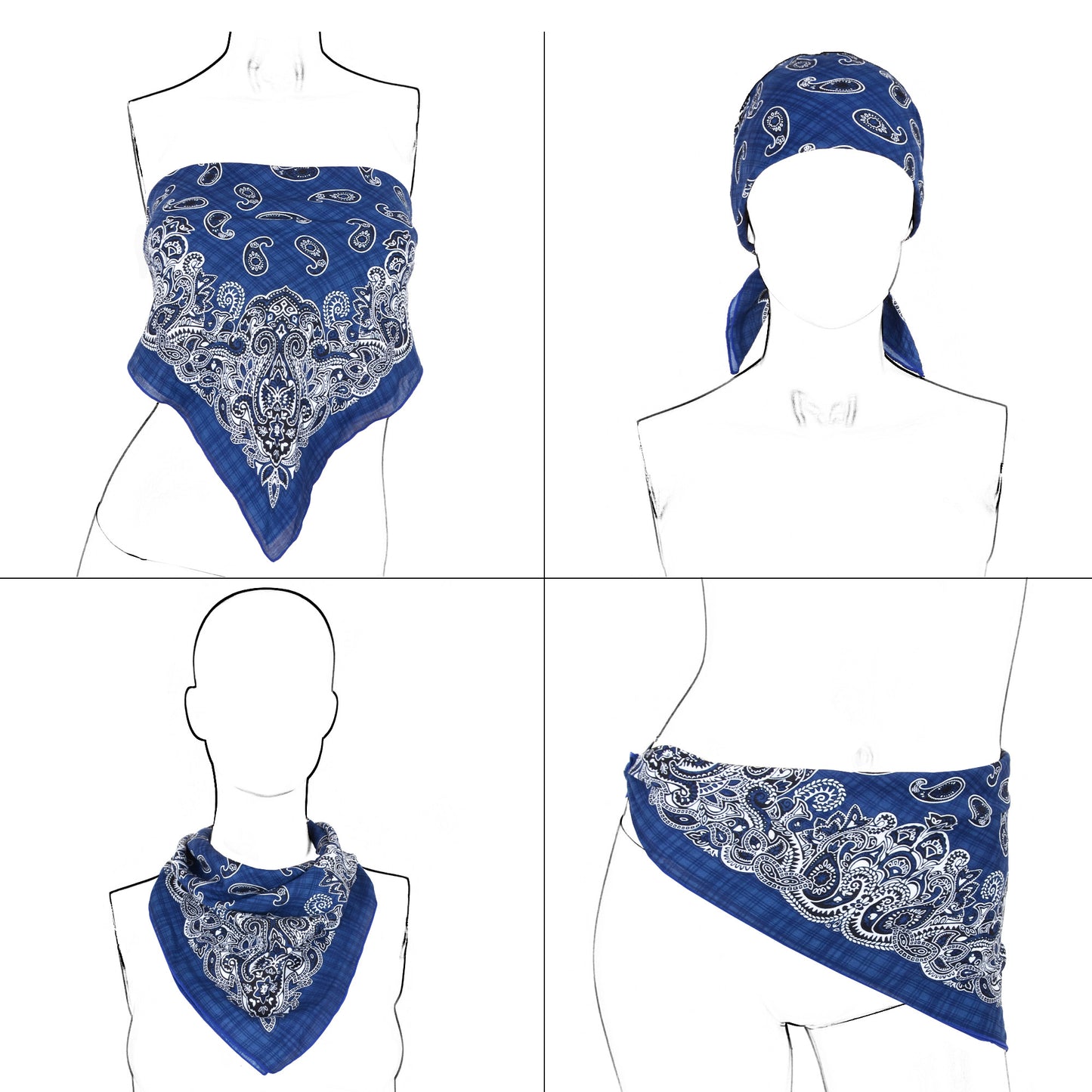 Anna-Kaci Cotton Paisley Print Bandana Scarf Square Neck Head Wrap - 22.8IN¡Á22.8IN