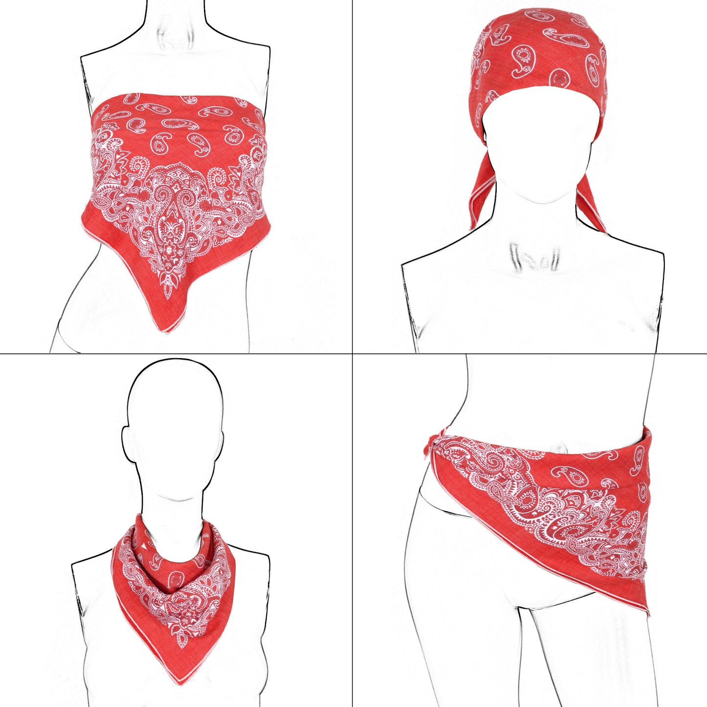 Anna-Kaci Cotton Paisley Print Bandana Scarf Square Neck Head Wrap - 22.8IN¡Á22.8IN