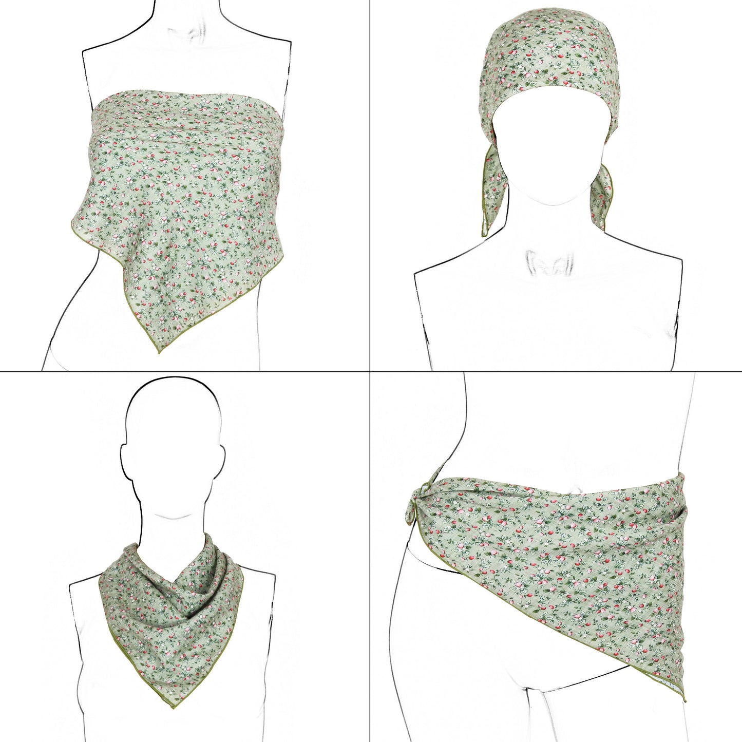 Anna-Kaci Cotton Square Neck Scarf Printed Four Seasons Versatile Fashion Accessory - 22.8IN¡Á22.8IN