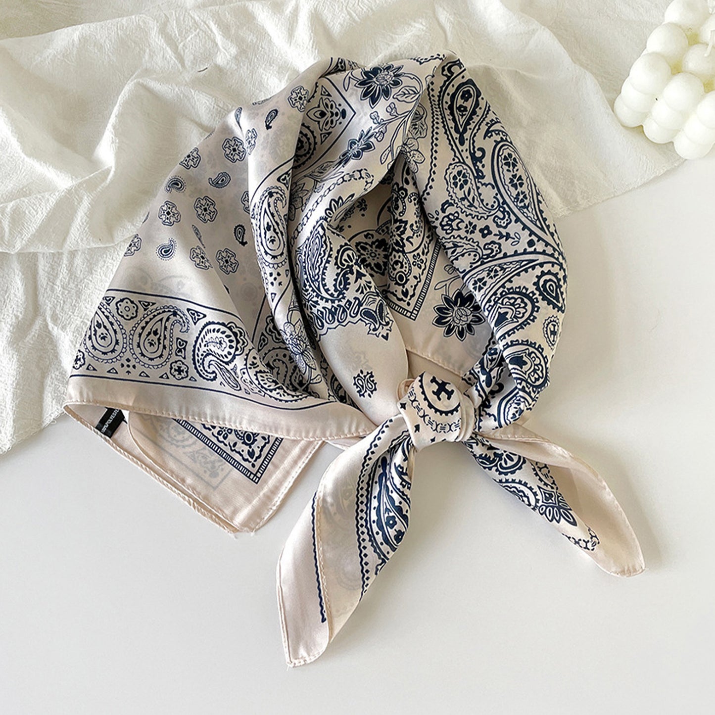 Anna-Kaci Satin Scarf Premium Cashew Print Square Print Neck Head Bag Accessory - 27.5IN¡Á27.5IN