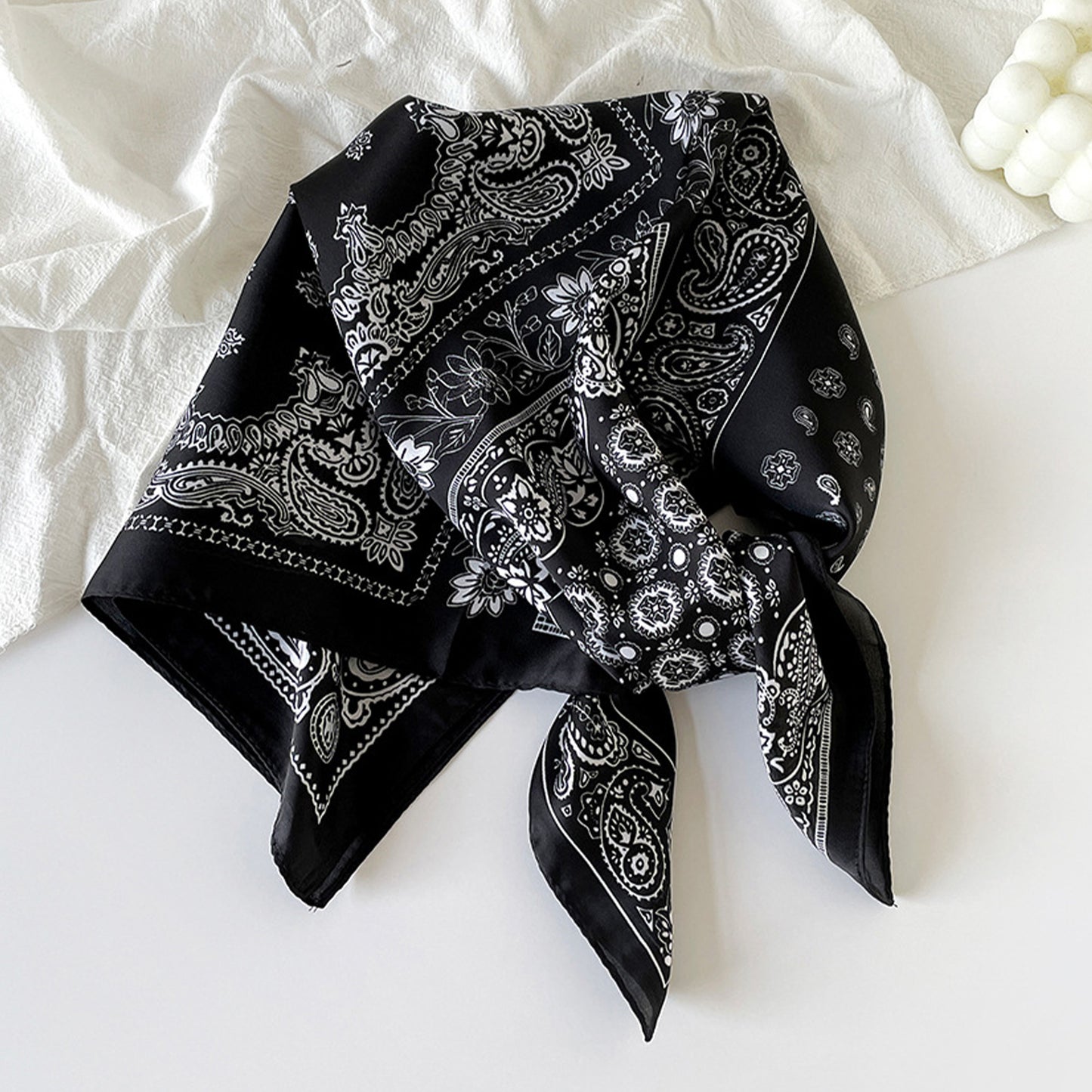 Anna-Kaci Satin Scarf Premium Cashew Print Square Print Neck Head Bag Accessory - 27.5IN¡Á27.5IN