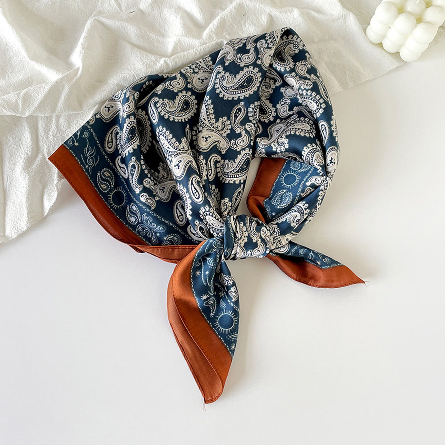 Anna-Kaci Satin Scarf Premium Cashew Print Square Print Neck Head Bag Accessory - 27.5IN¡Á27.5IN