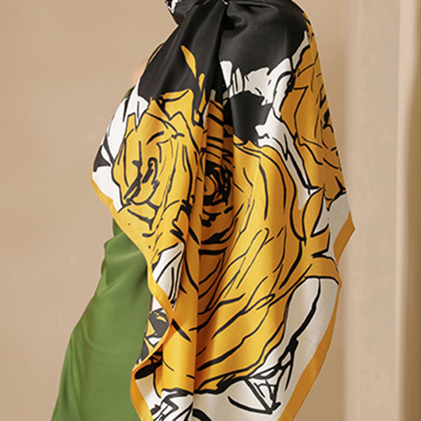 Anna-Kaci Women's Floral Print Square Scarf with Soft Silky Fabric Lightweight Accessory for Layering and Styling