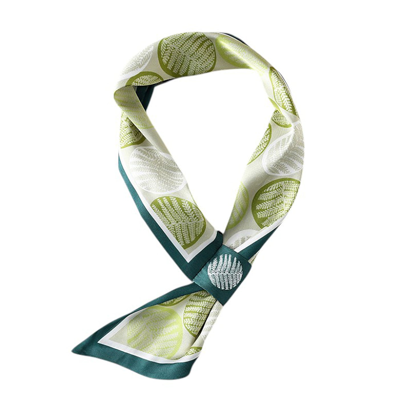 Anna-Kaci Women's Leaf Print Silky Scarf with Lightweight Fabric Modern Square Design and Smooth Finish