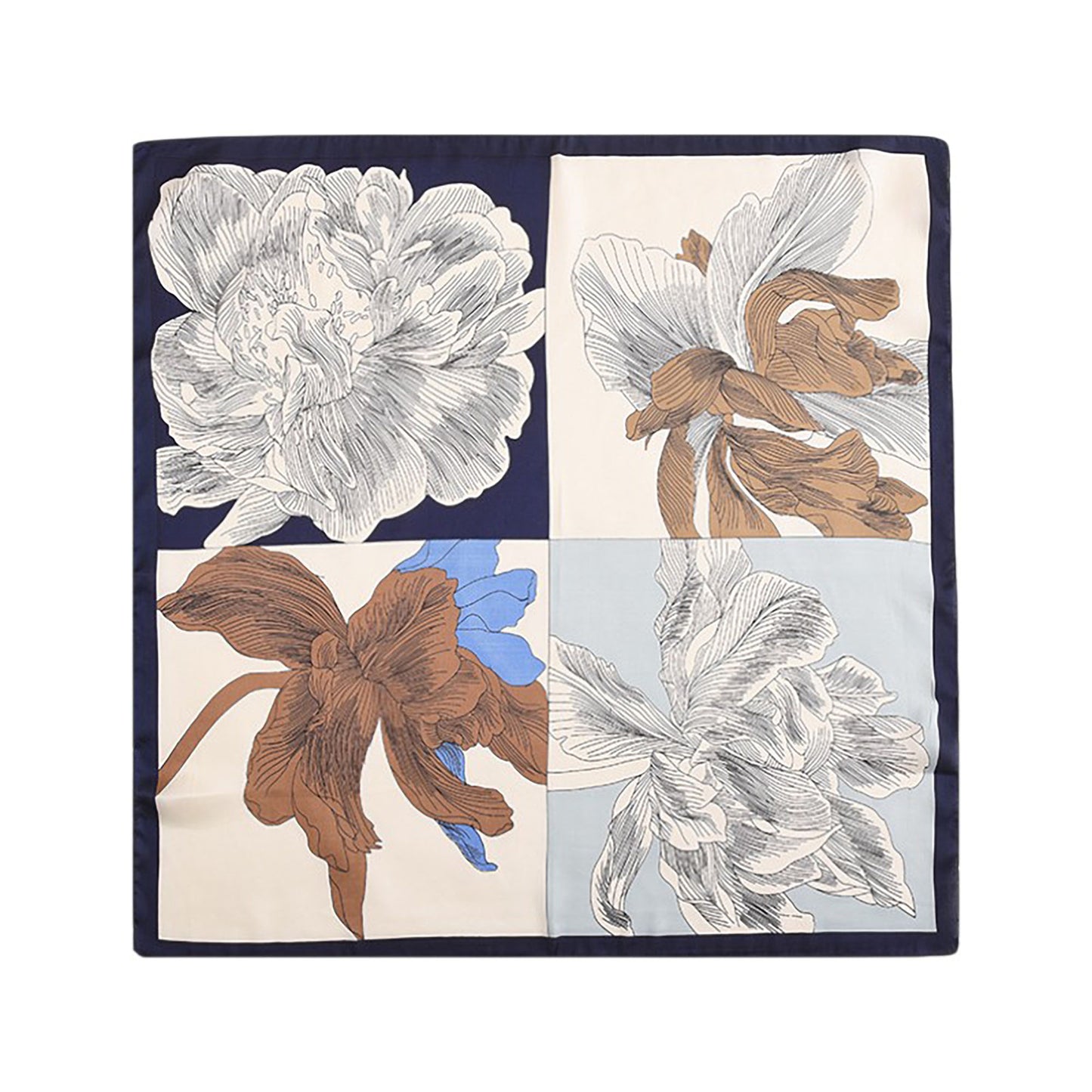 Anna-Kaci Women's Large Floral Print Square Scarf with Soft Silky Fabric Lightweight Versatile Fashion Accessory