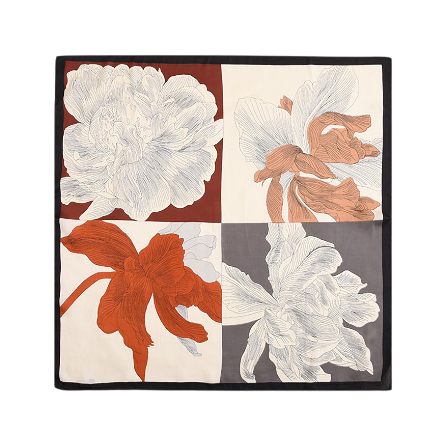 Anna-Kaci Women's Large Floral Print Square Scarf with Soft Silky Fabric Lightweight Versatile Fashion Accessory