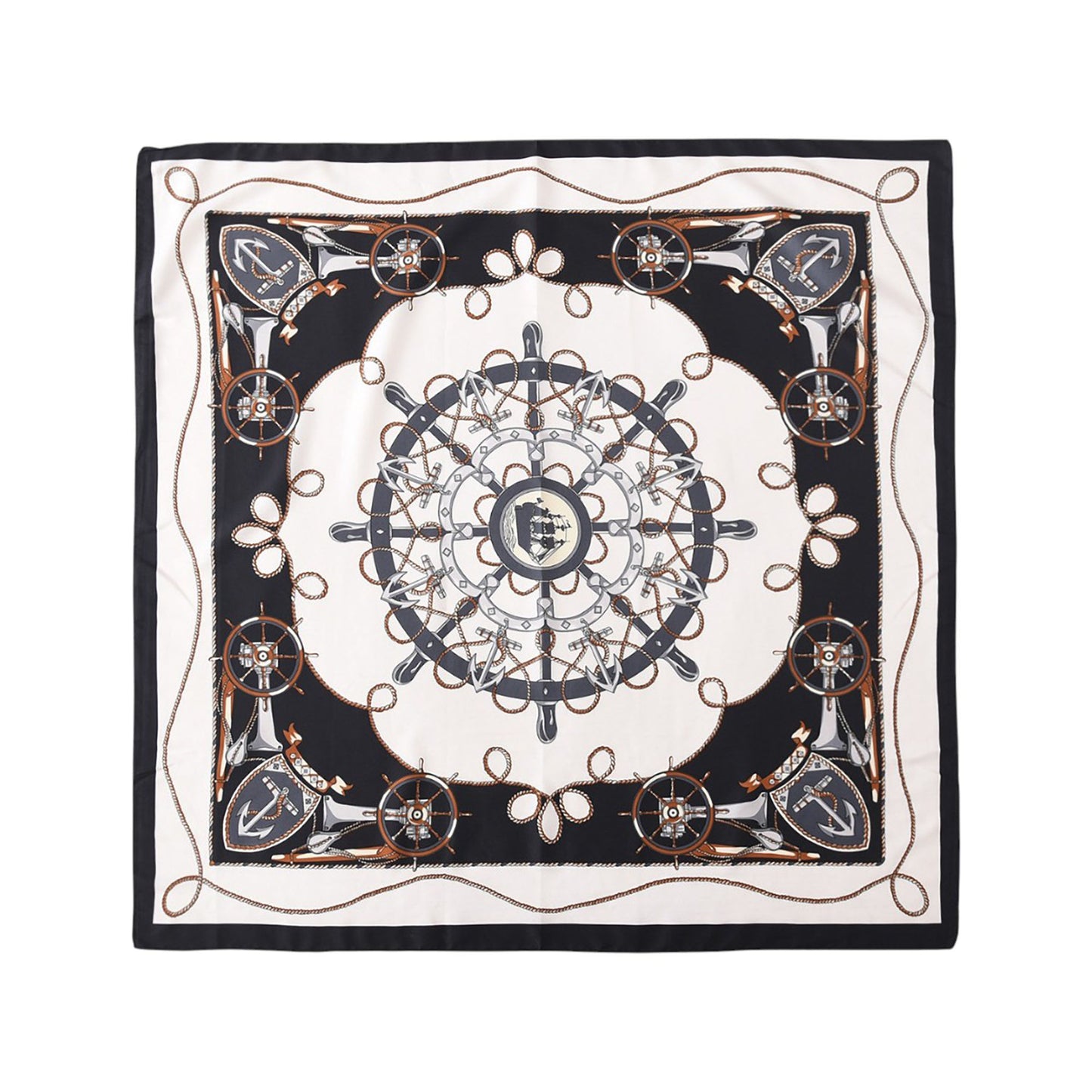 Anna-Kaci Women's Nautical Print Square Scarf with Soft Silky Fabric Lightweight Accessory for Neck Hair and Bag Styling