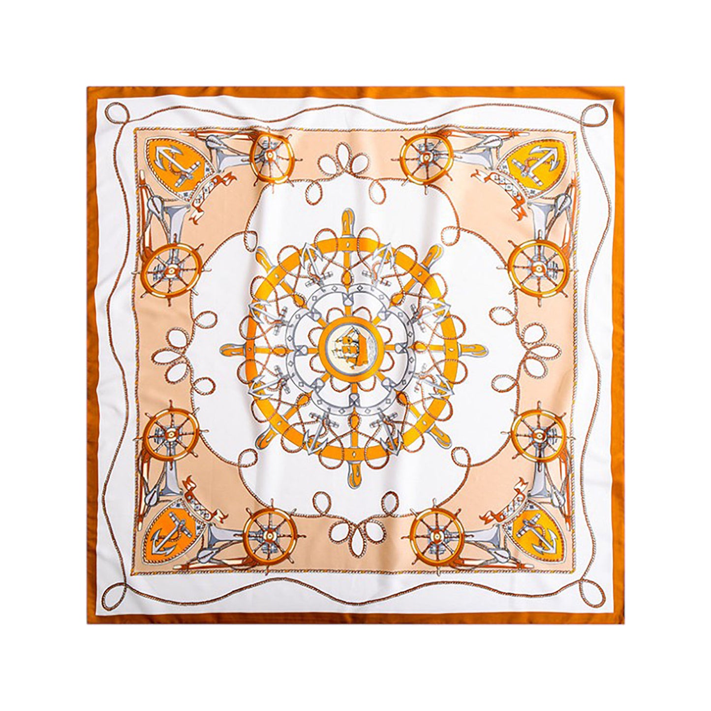 Anna-Kaci Women's Nautical Print Square Scarf with Soft Silky Fabric Lightweight Accessory for Neck Hair and Bag Styling