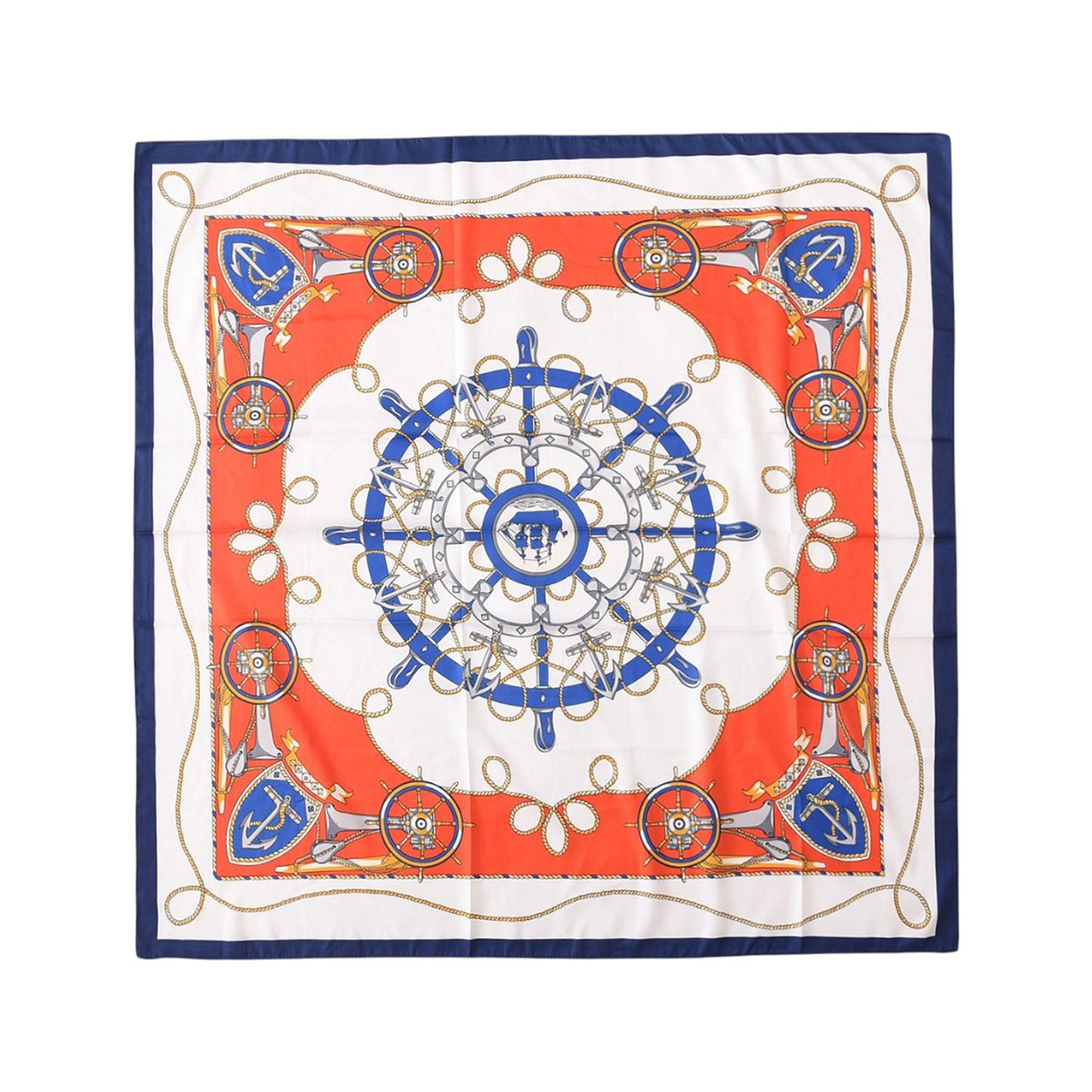 Anna-Kaci Women's Nautical Print Square Scarf with Soft Silky Fabric Lightweight Accessory for Neck Hair and Bag Styling