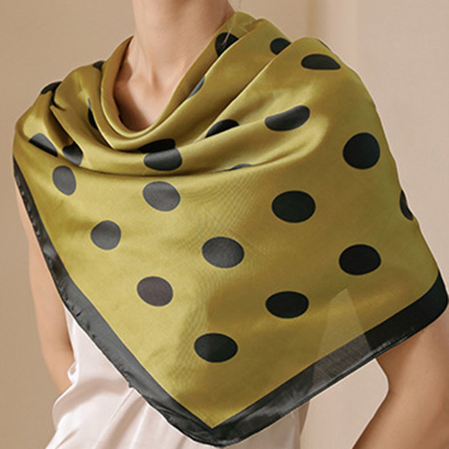 Anna-Kaci Women's Polka Dot Print Square Scarf with Soft Silky Fabric Lightweight Versatile Neck and Hair Accessory