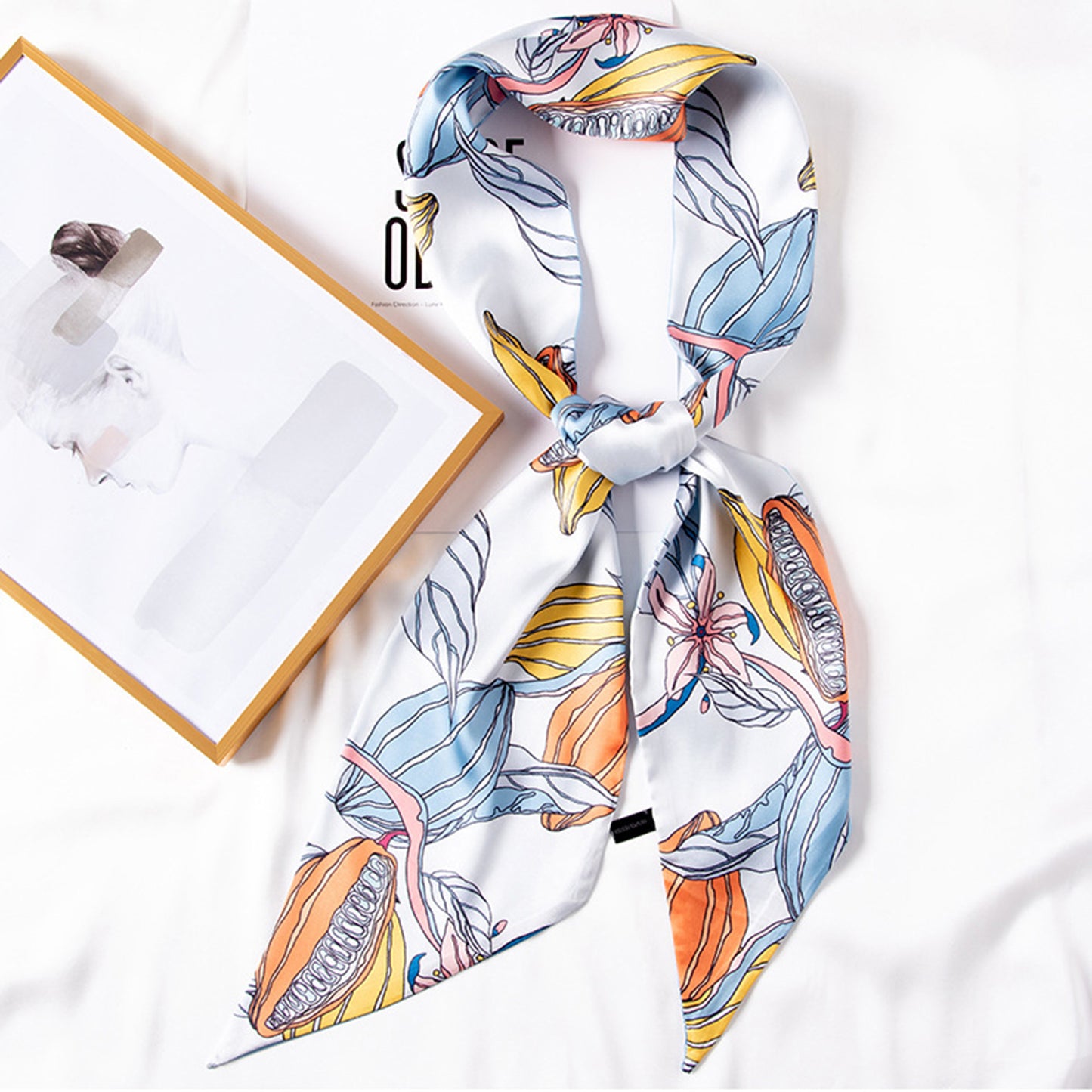 Anna-Kaci Women's Multicolor Floral Print Silky Scarf with Soft Lightweight Fabric Versatile Square Neck and Hair Accessory