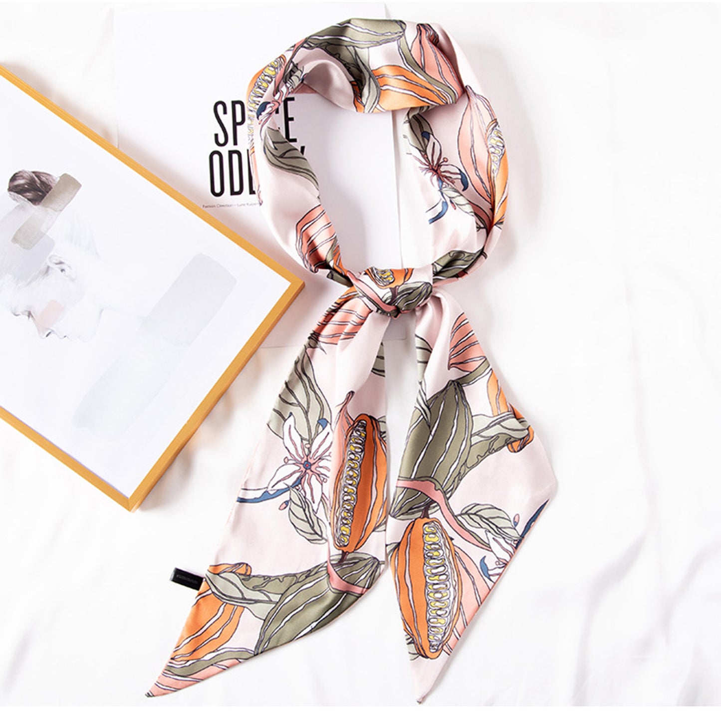 Anna-Kaci Women's Multicolor Floral Print Silky Scarf with Soft Lightweight Fabric Versatile Square Neck and Hair Accessory
