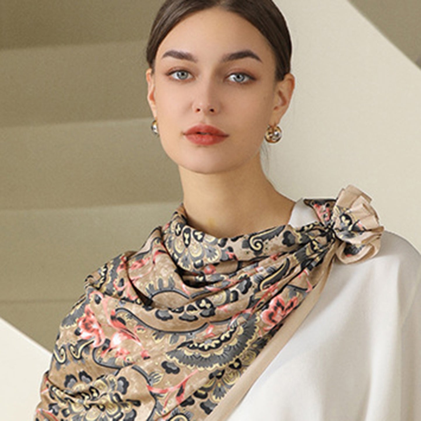 Anna-Kaci Women's Paisley Print Silky Scarf with Lightweight Soft Fabric Versatile Square Neck and Hair Accessory
