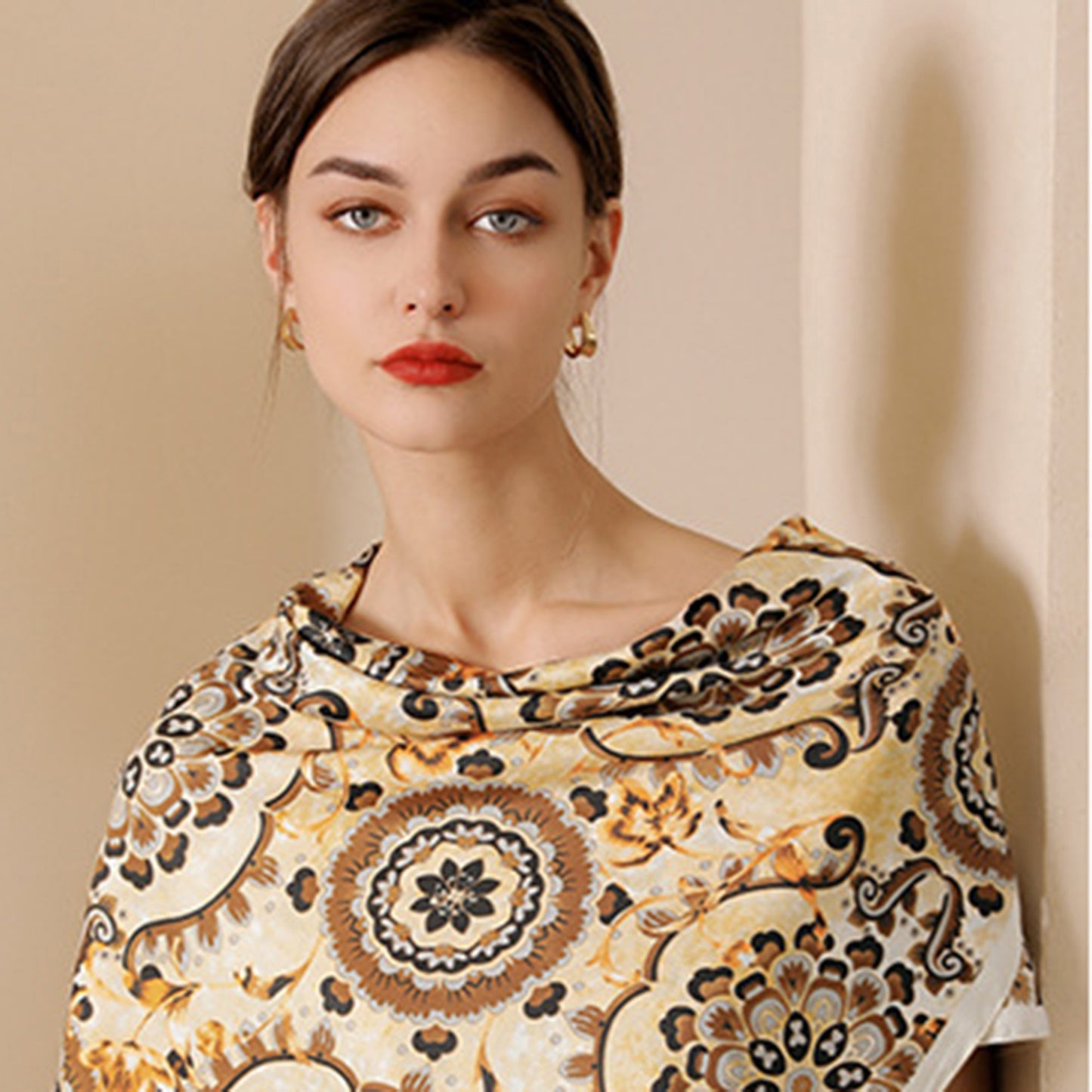 Anna-Kaci Women's Paisley Print Silky Scarf with Lightweight Soft Fabric Versatile Square Neck and Hair Accessory