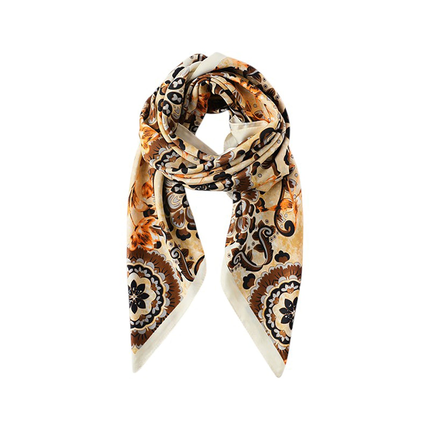 Anna-Kaci Women's Paisley Print Silky Scarf with Lightweight Soft Fabric Versatile Square Neck and Hair Accessory