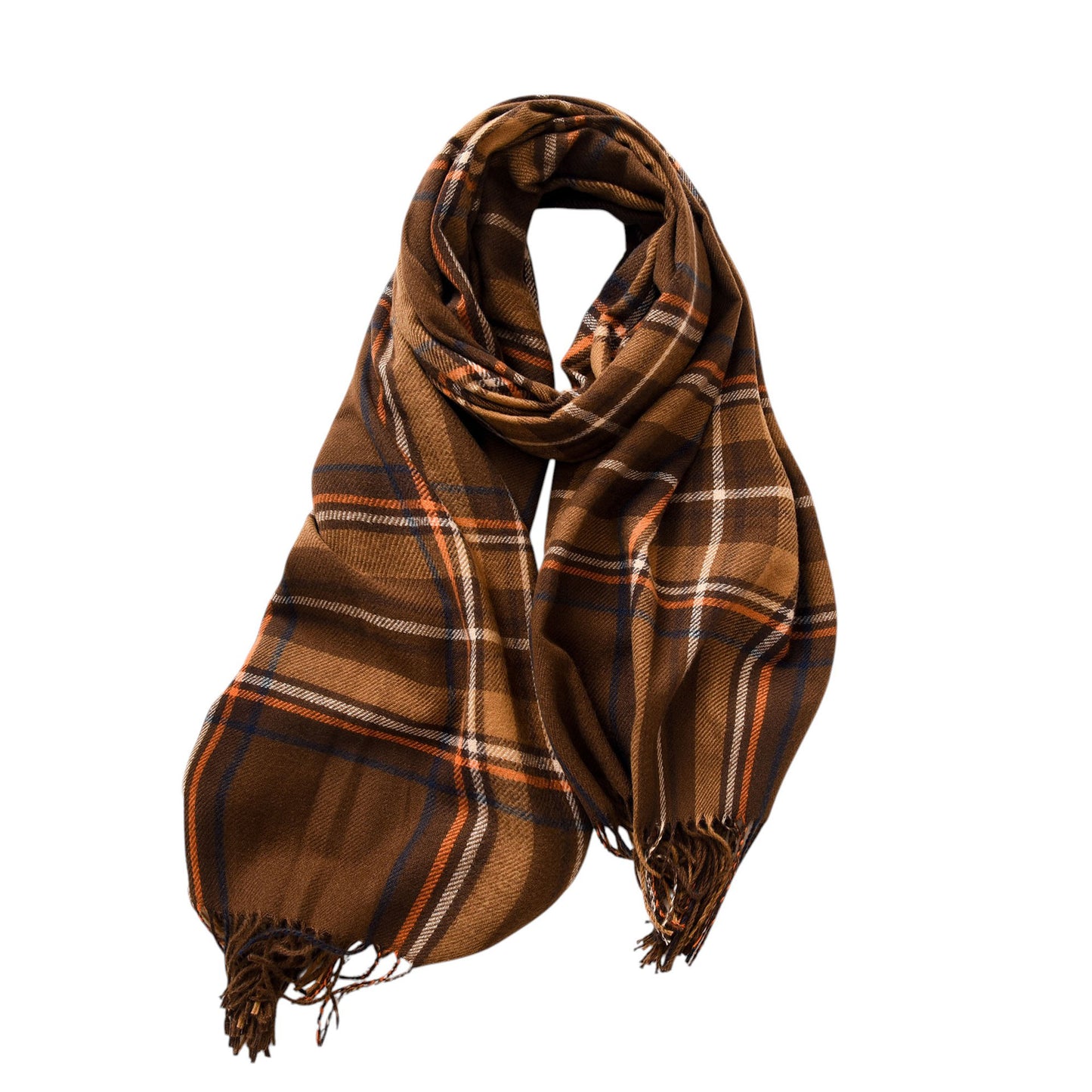 Anna-Kaci Women's Plaid Fringe Scarf with Soft Woven Fabric Classic Check Pattern and Cozy Wrap Design