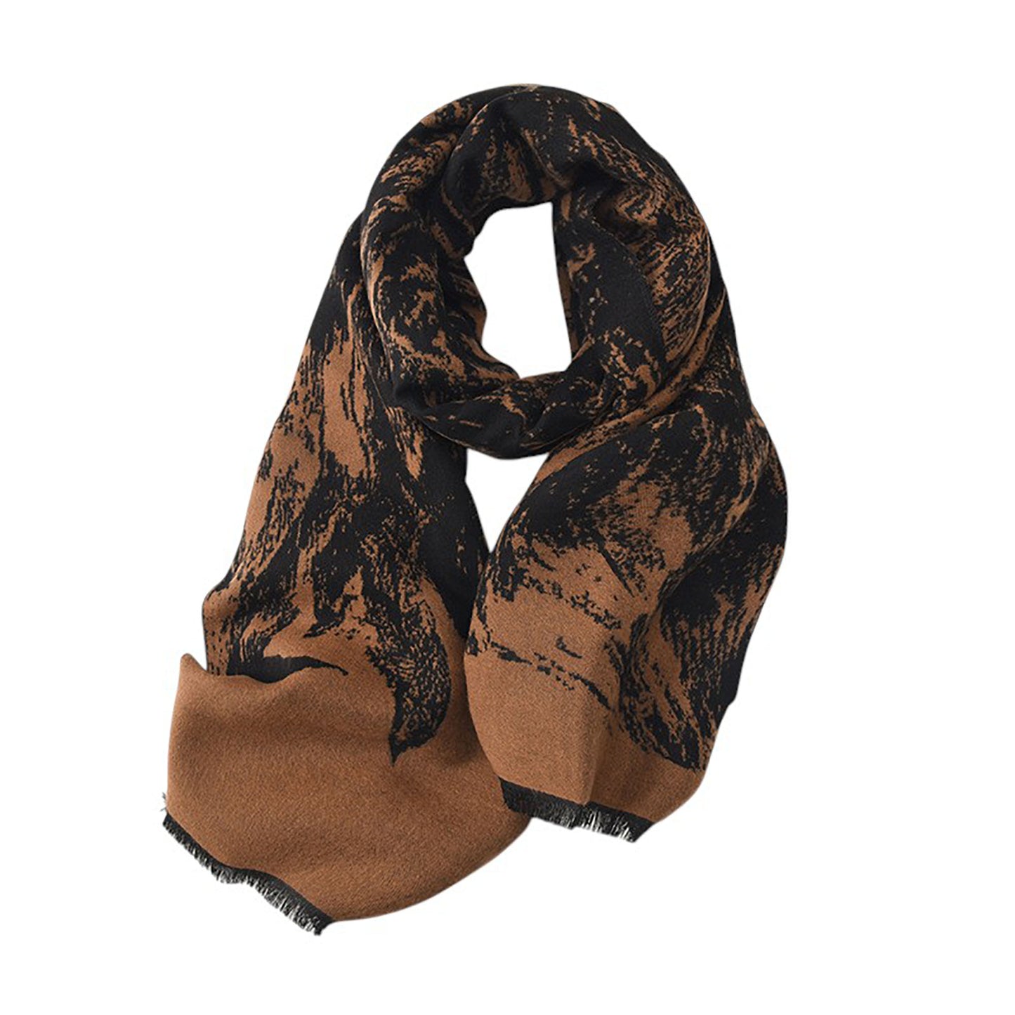 Anna-Kaci Women's Abstract Print Woven Scarf with Soft Lightweight Fabric Modern Pattern and Frayed Edge Detailing