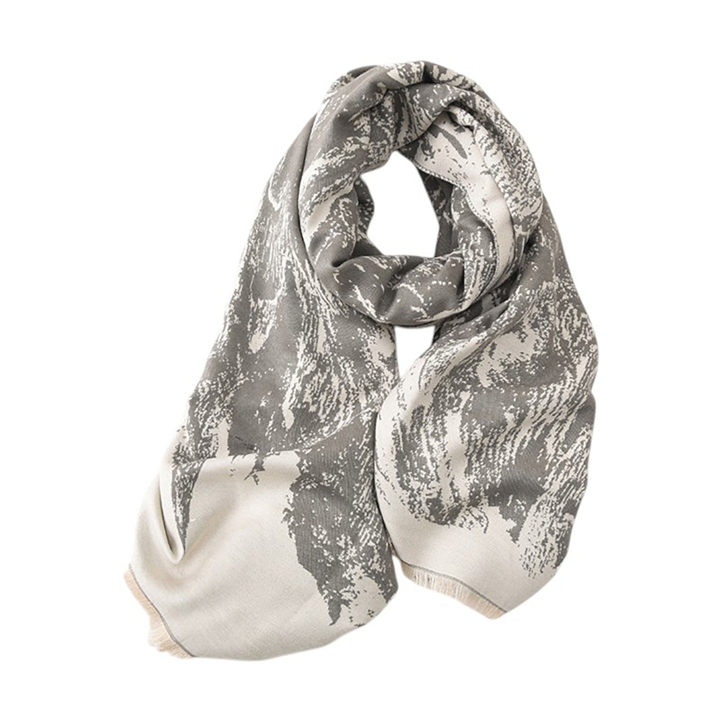 Anna-Kaci Women's Abstract Print Woven Scarf with Soft Lightweight Fabric Modern Pattern and Frayed Edge Detailing