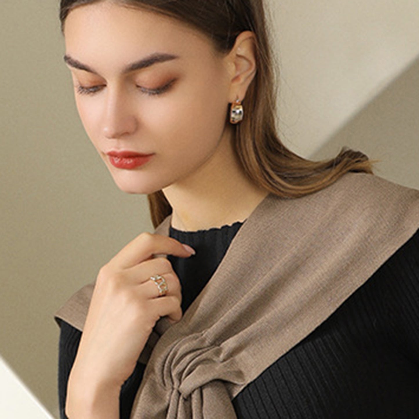 Anna-Kaci Women's Lightweight Knit Scarf Wrap with Soft Stretch Fabric Versatile Layering Shawl and Tie Front Design