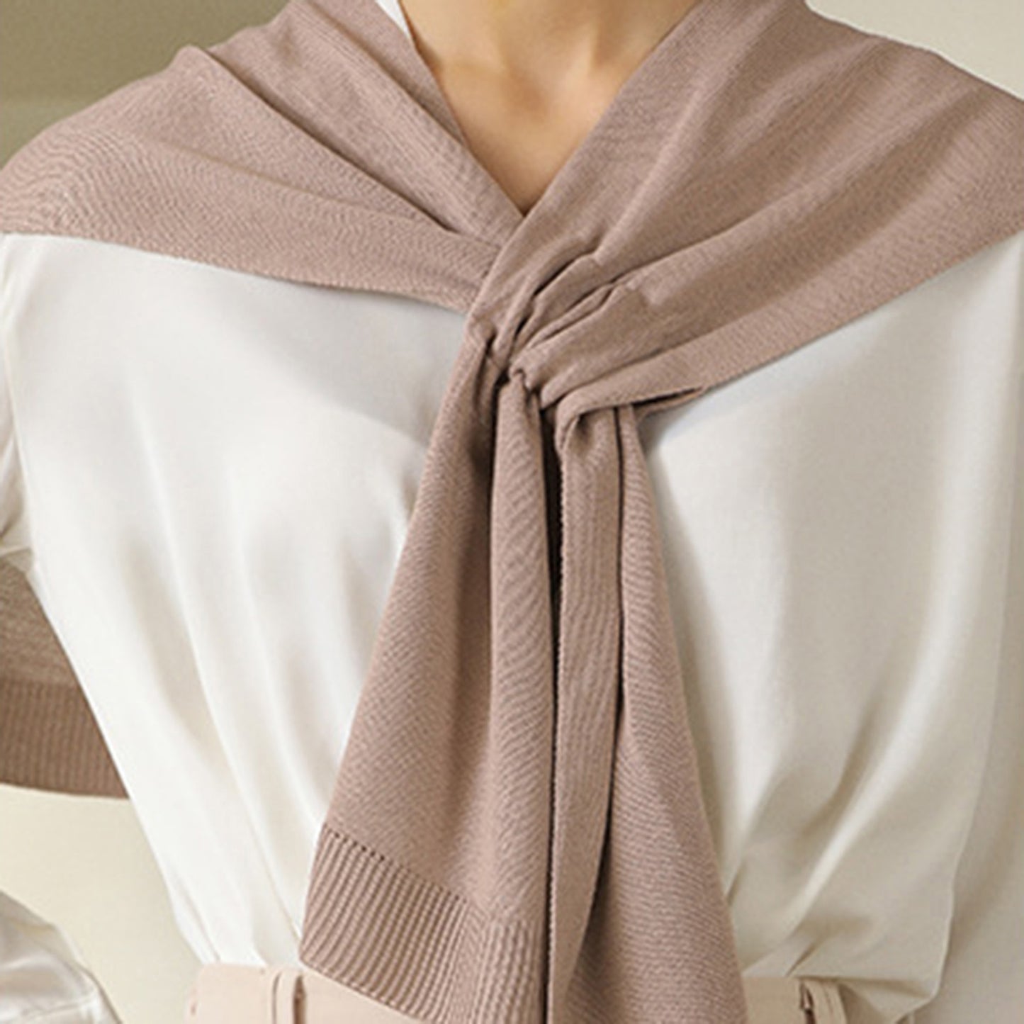 Anna-Kaci Women's Lightweight Knit Scarf Wrap with Soft Stretch Fabric Versatile Layering Shawl and Tie Front Design