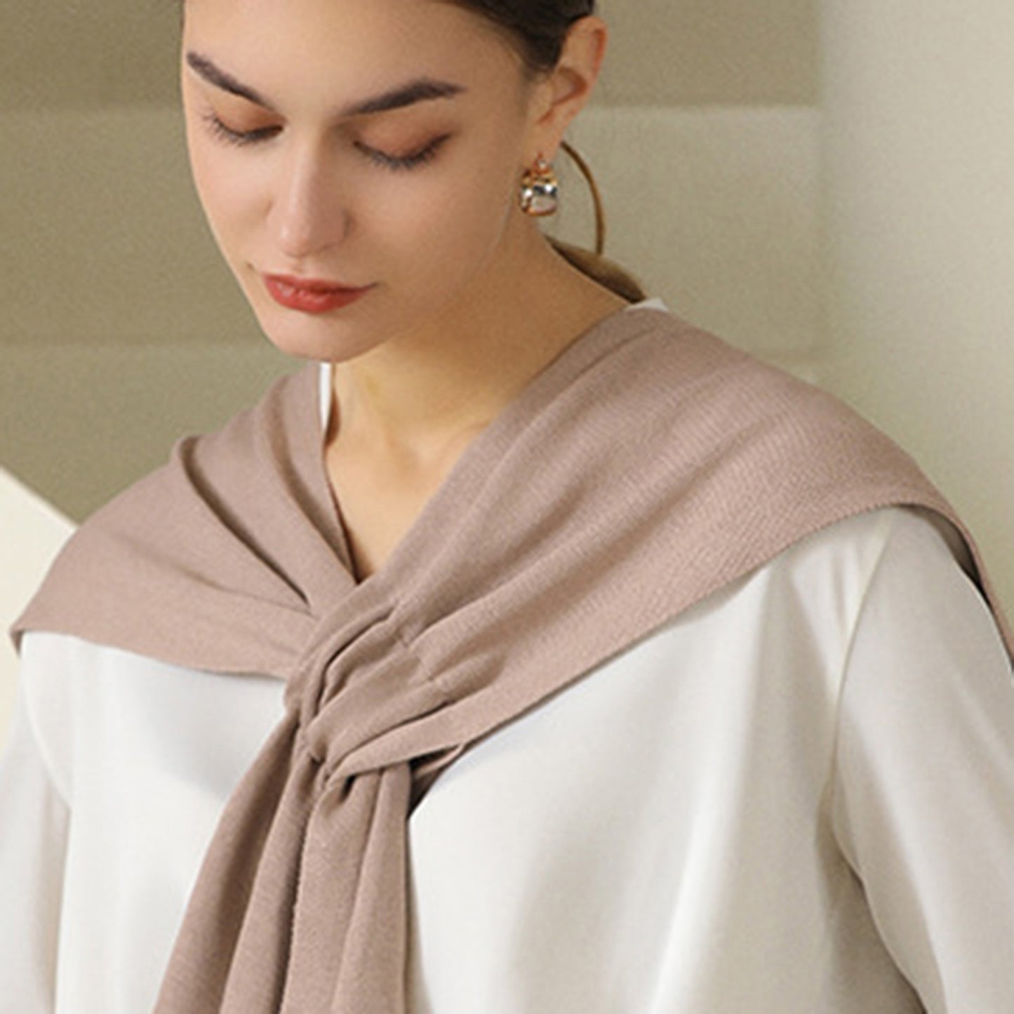 Anna-Kaci Women's Lightweight Knit Scarf Wrap with Soft Stretch Fabric Versatile Layering Shawl and Tie Front Design