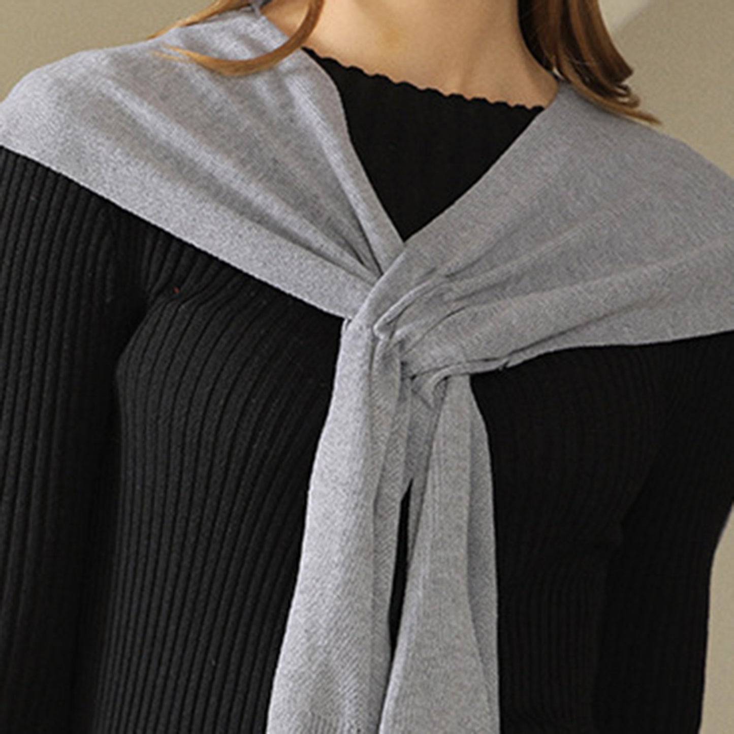 Anna-Kaci Women's Lightweight Knit Scarf Wrap with Soft Stretch Fabric Versatile Layering Shawl and Tie Front Design