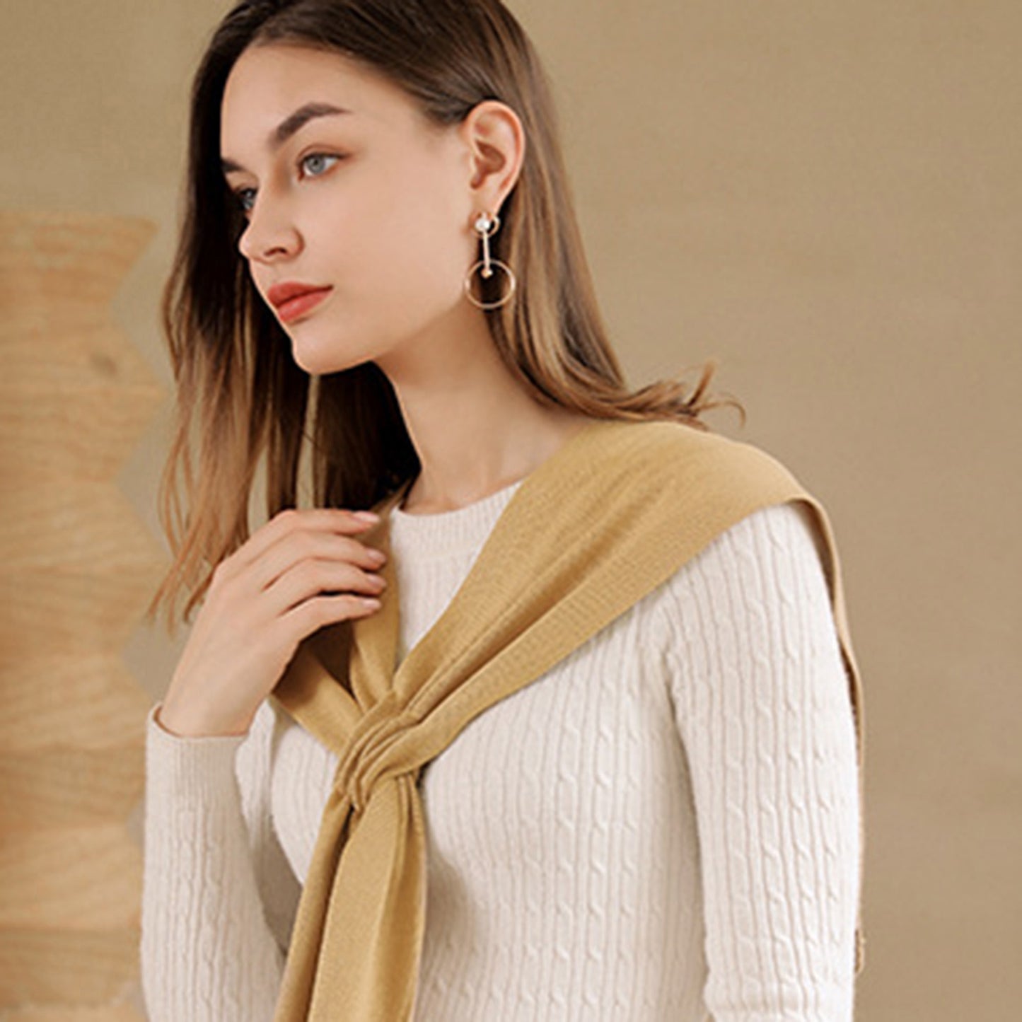 Anna-Kaci Women's Lightweight Knit Scarf Wrap with Soft Stretch Fabric Versatile Layering Shawl and Tie Front Design