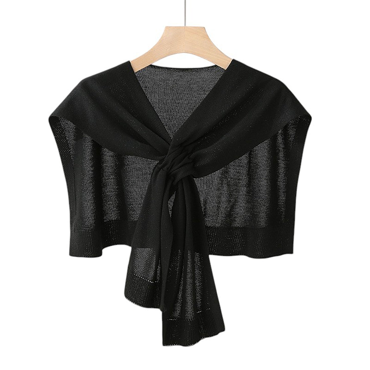 Anna-Kaci Women's Lightweight Knit Scarf Wrap with Soft Stretch Fabric Tie Front Versatile Shawl Layering Accessory