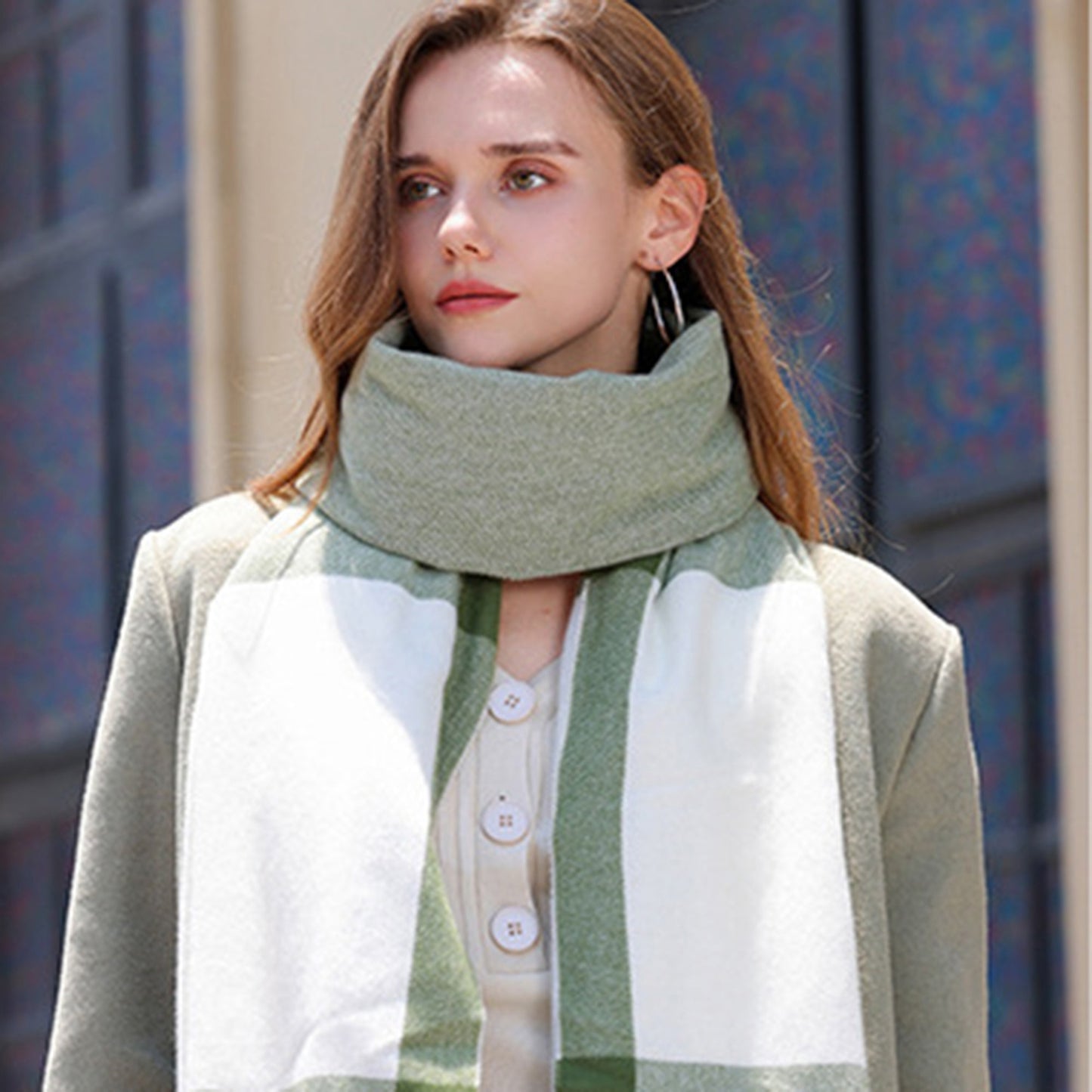 Anna-Kaci Women's Striped Woven Scarf with Soft Cozy Fabric Two-Tone Design and Fringe Trim Detailing