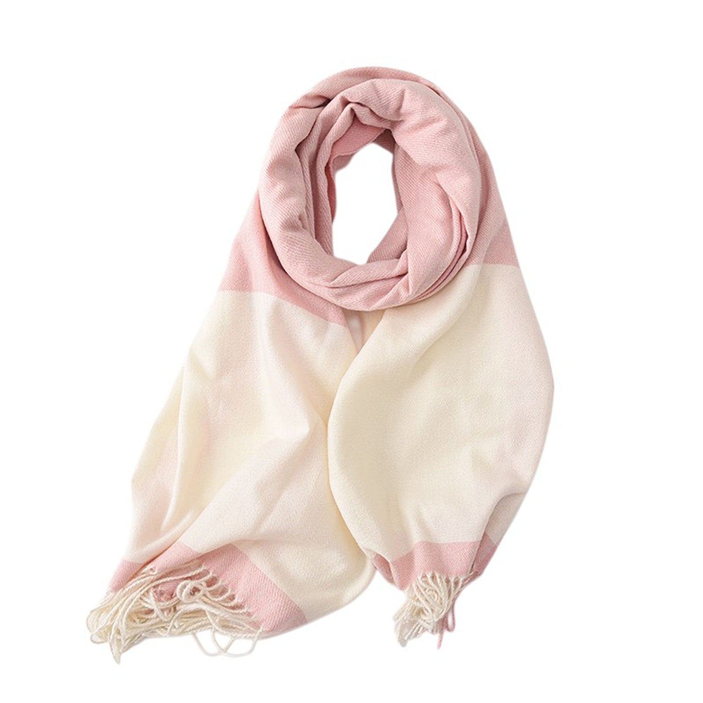 Anna-Kaci Women's Striped Woven Scarf with Soft Cozy Fabric Two-Tone Design and Fringe Trim Detailing