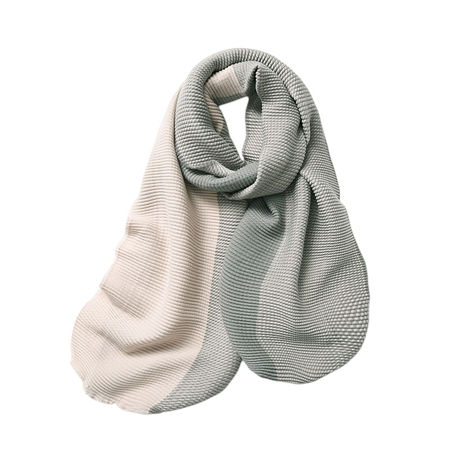 Anna-Kaci Women's Color Block Woven Scarf with Soft Cozy Fabric Modern Neutral Tones and Textured Design