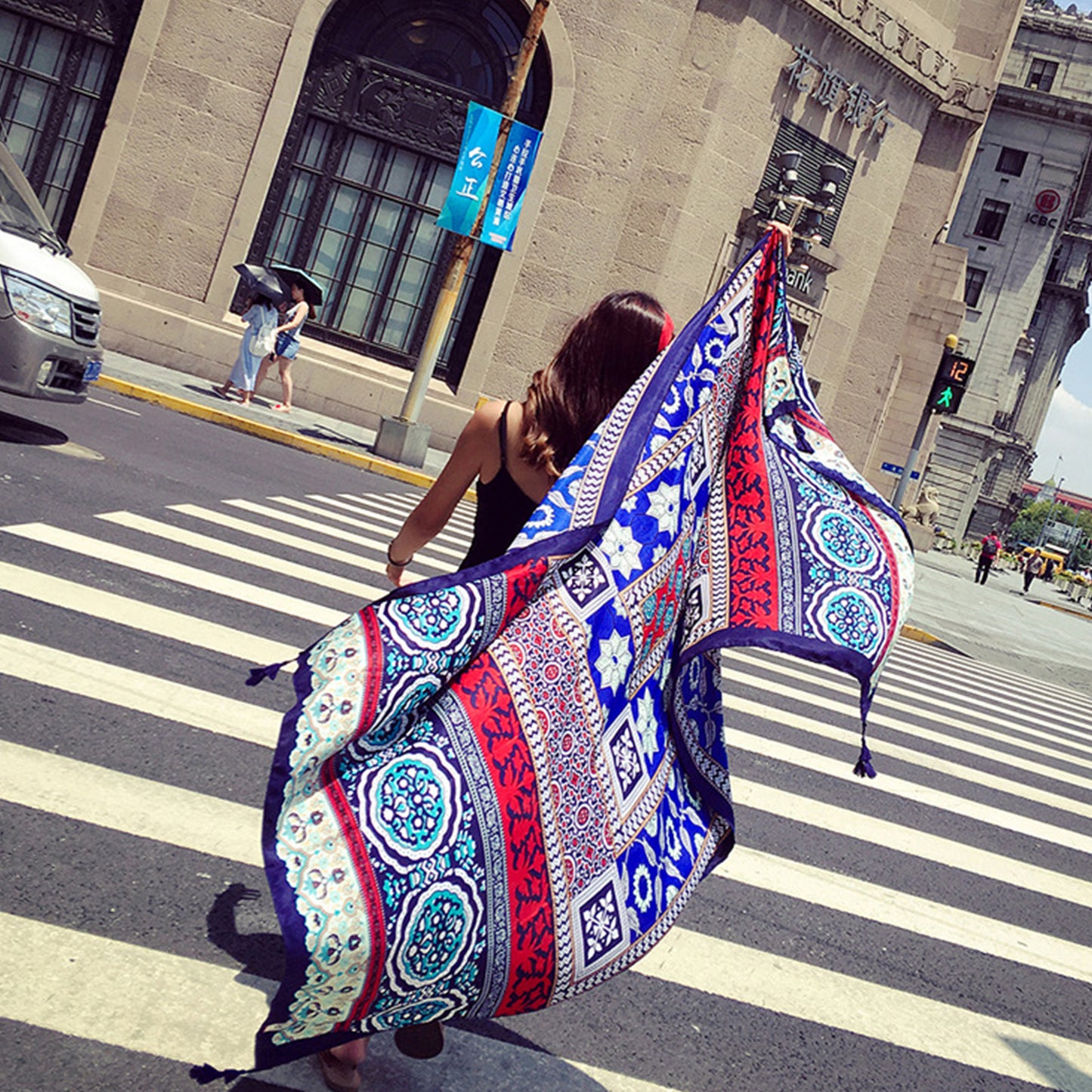 Anna-Kaci Vintage Oversized Scarf Lightweight Versatile Wrap for Beach Travel and Everyday Styling - 70.9IN¡Á35.4IN